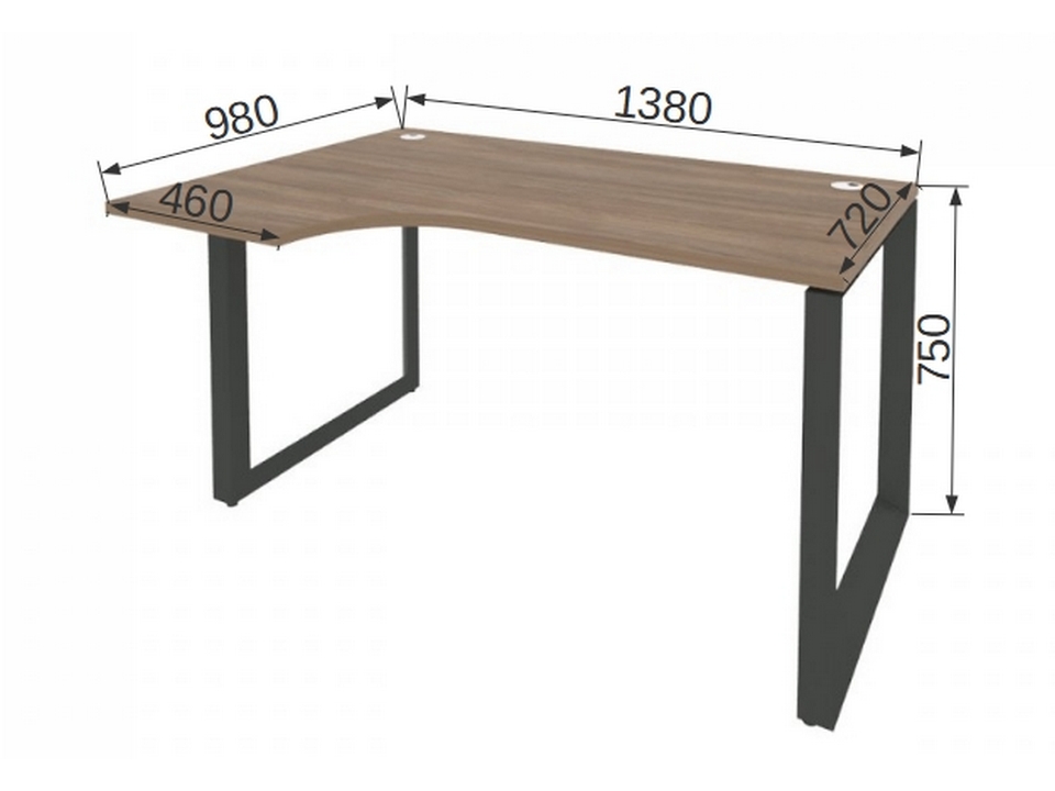 Мебель для персонала ONIX METALL O.MO-SA-2L Стол эргономичный левый на О-образном м/к