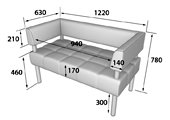 Диван для кафе BUSINESS Диван прямой 2 места Bu2-2 (Экокожа Oregon)